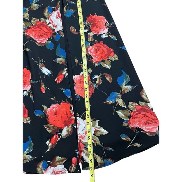 Lulus Black Red Floral Off The Shoulder Maxi Dress Zipper Small Size - Picture 7 of 10